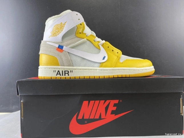 NRG Air Dark Yellow-Cone 1 Off-White AQ0818-149 Powder Jordan White x 1019